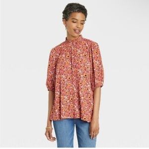 Knox Rose High Neck Short Sleeve Blouse